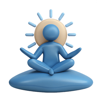 3D Illustration of a Person Meditating with a Sun Above png