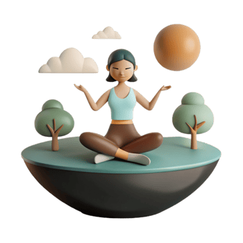 3D Render of a Woman Meditating in Nature png