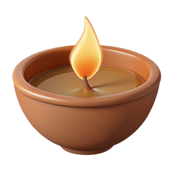 Clay Candle Holder With Lit Candle png