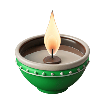 Green Candle Holder with Flame png