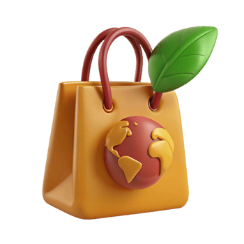 Sustainable Shopping Bag with Earth Icon and Leaf png