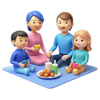 Happy Family Enjoying a Picnic Together png