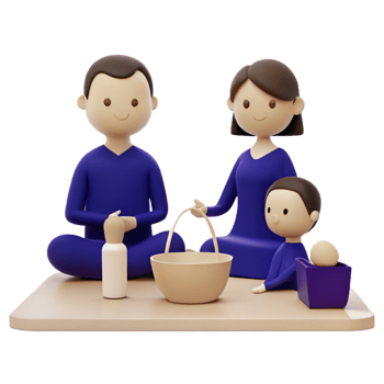 Happy Family of Three Enjoying a Picnic png