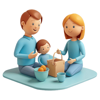 Happy Family Enjoying a Picnic Together png