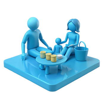 Family Sitting Around a Table with Drinks png