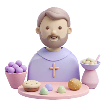 3D Rendered Illustration of a Priest with a Tray of Food png