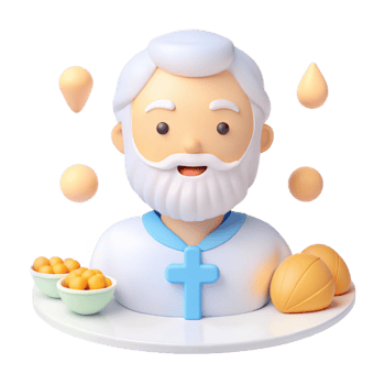 3D Illustration of a Kind-Looking Man with a White Beard png