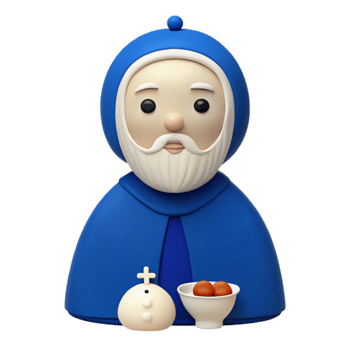 3D Render of a Cartoon Monk Holding Food png