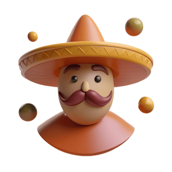 3D Cartoon Illustration of a Man with a Sombrero png