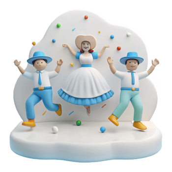 Cheerful 3D Characters Dancing and Celebrating png