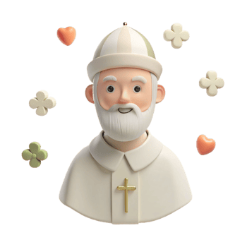 Smiling Priest with Cross in 3D png