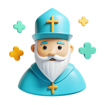 3D Render of a Religious Figure with a Cross png