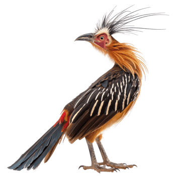 Hoatzin bird side view full body isolate on transparency background png