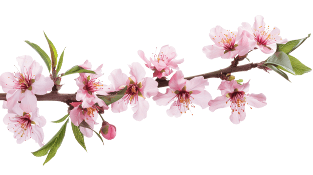 Peach Blossoms branch isolate on transparency background png