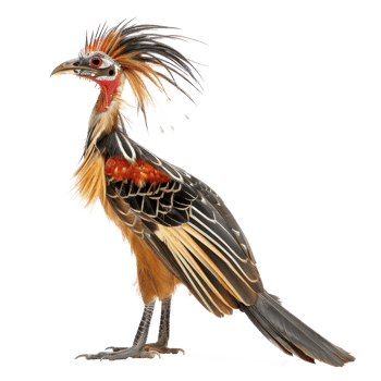 Hoatzin bird side view full body isolate on transparency background png