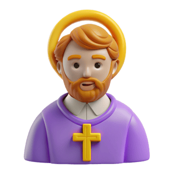 3D Render of a Religious Figure with a Halo and Cross png