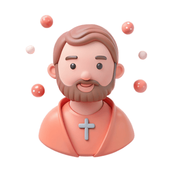 3D Character Illustration of a Man with a Cross Necklace png