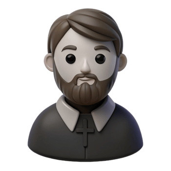 3D Cartoon Character of a Man With a Beard and a Cross png