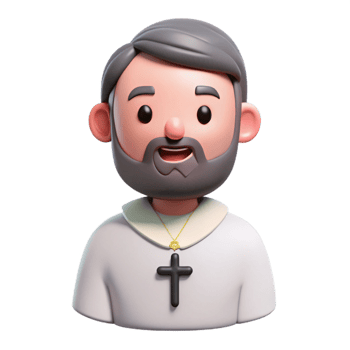 3D Cartoon Character Smiling Priest with Cross Necklace png