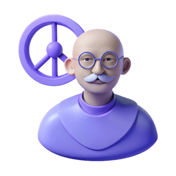 3D Rendered Cartoon Elderly Man with Peace Symbol png