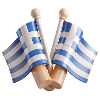 3D Rendered Greek Flags Crossed, Patriotism Symbol png