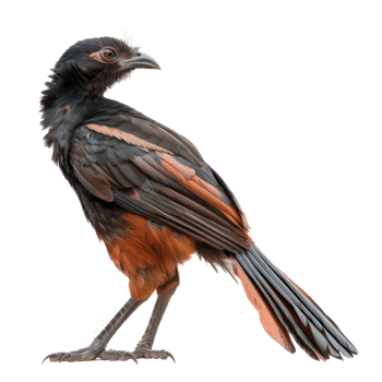 Greater coucal bird side view full body isolate on transparency background png