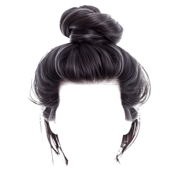 Top Knot Stylish men hair wig, fashionable hairstyle front view isolate on transparency background png