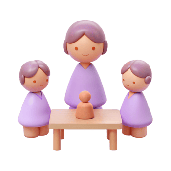 3D Rendered Illustration of a Family with Two Children png