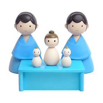 3D Cartoon Family of Three with Cute Small Animals png