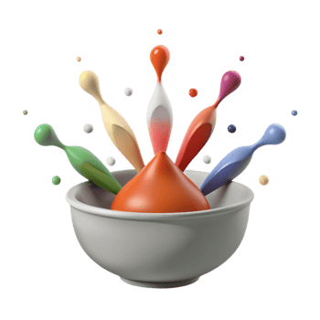 Colorful Liquid Splashes in a Bowl png