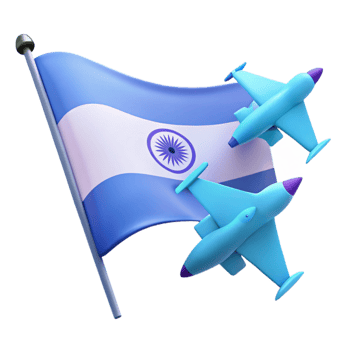 Blue and White Flag with Two Flying Jets png