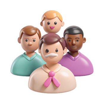 Diverse Group of 3D Cartoon Characters png