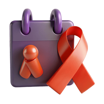 Calendar with Red Ribbon Awareness and Support png