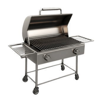 Barbecue grill and tools with sleek 3d design presented on a transparent background png