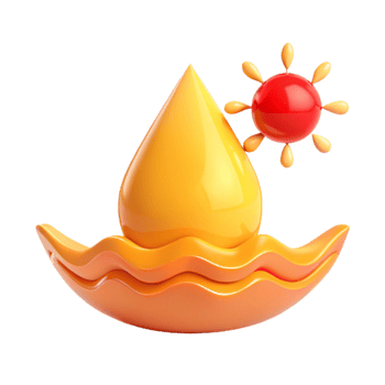 Summer Sun and Water Drop Illustration png