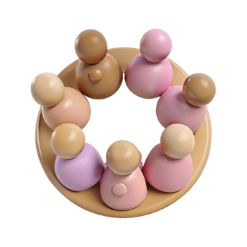 3D Render of Colorful People in a Circle png