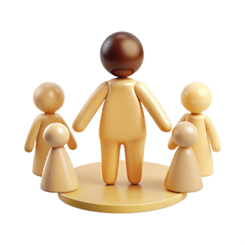 Group of Simple 3D Figures Standing in Circle png