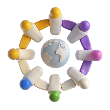 Global Unity Diverse Figures Holding Hands Around the Earth png