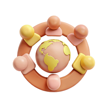 Global Community People Surrounding a Globe Illustration png