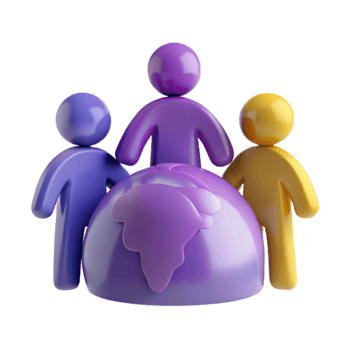 Global Unity 3D Illustration of Diverse People Surrounding the Earth png