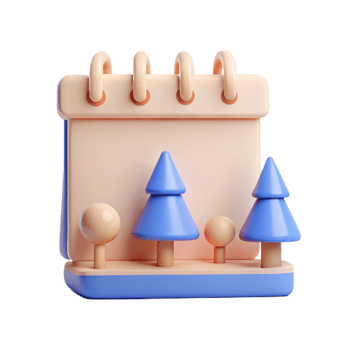 3D Calendar with Trees Illustration png