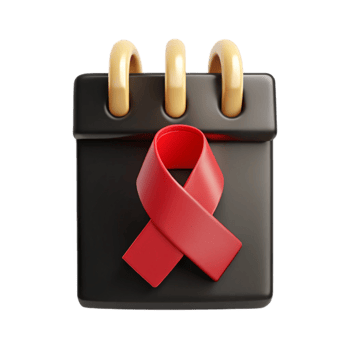 Calendar with Red Awareness Ribbon png