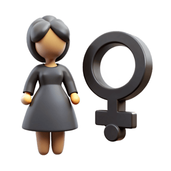 3D Render of Female Gender Symbol and Woman Figure png