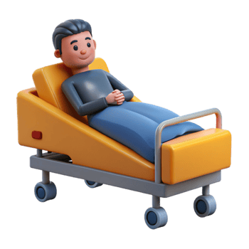 3D Cartoon Man Resting in Hospital Bed png