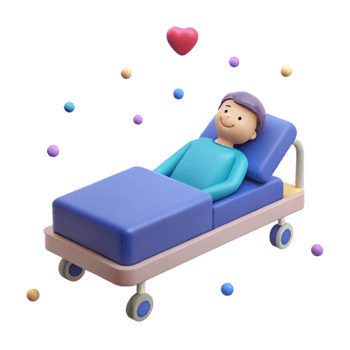 Smiling Person in Hospital Bed, 3D Illustration png