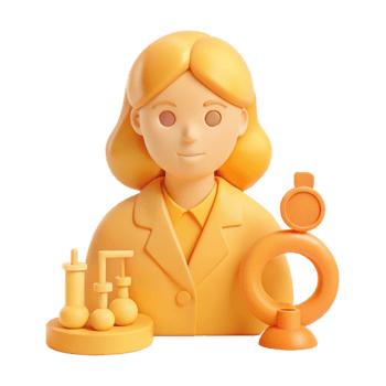 3D Cartoon Illustration of a Scientist Woman in a Lab Coat png