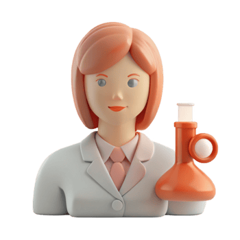 3D Cartoon Scientist Holding Beaker png