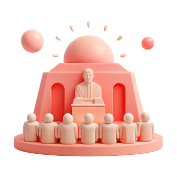 3D Illustration of a Figure Giving a Speech to a Group png