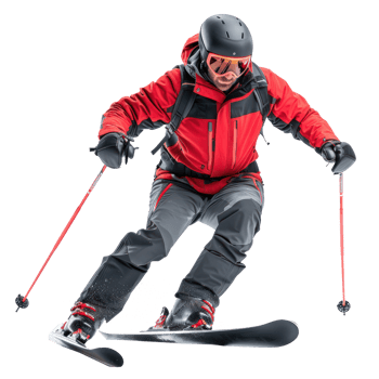 Floating Sportsman in a ski suit, snow skiing isolate on transparency background png