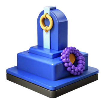3D Rendered Monument with Wreath and Ring png